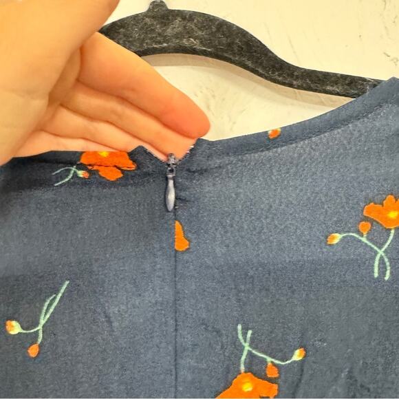 Dress Forum Revolve Blue Floral Long Sleeve Mini Dress Womens M Ruffled Girly - Picture 9 of 14